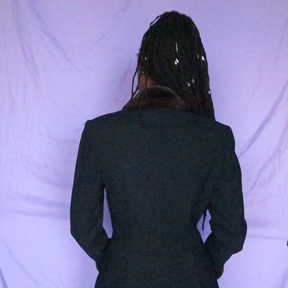 Cache faux fur jacket coat fur cuff in black and dark brown size 6. - Picture 6 of 6